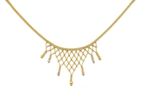 14K Tri Color Gold Beaded Necklace