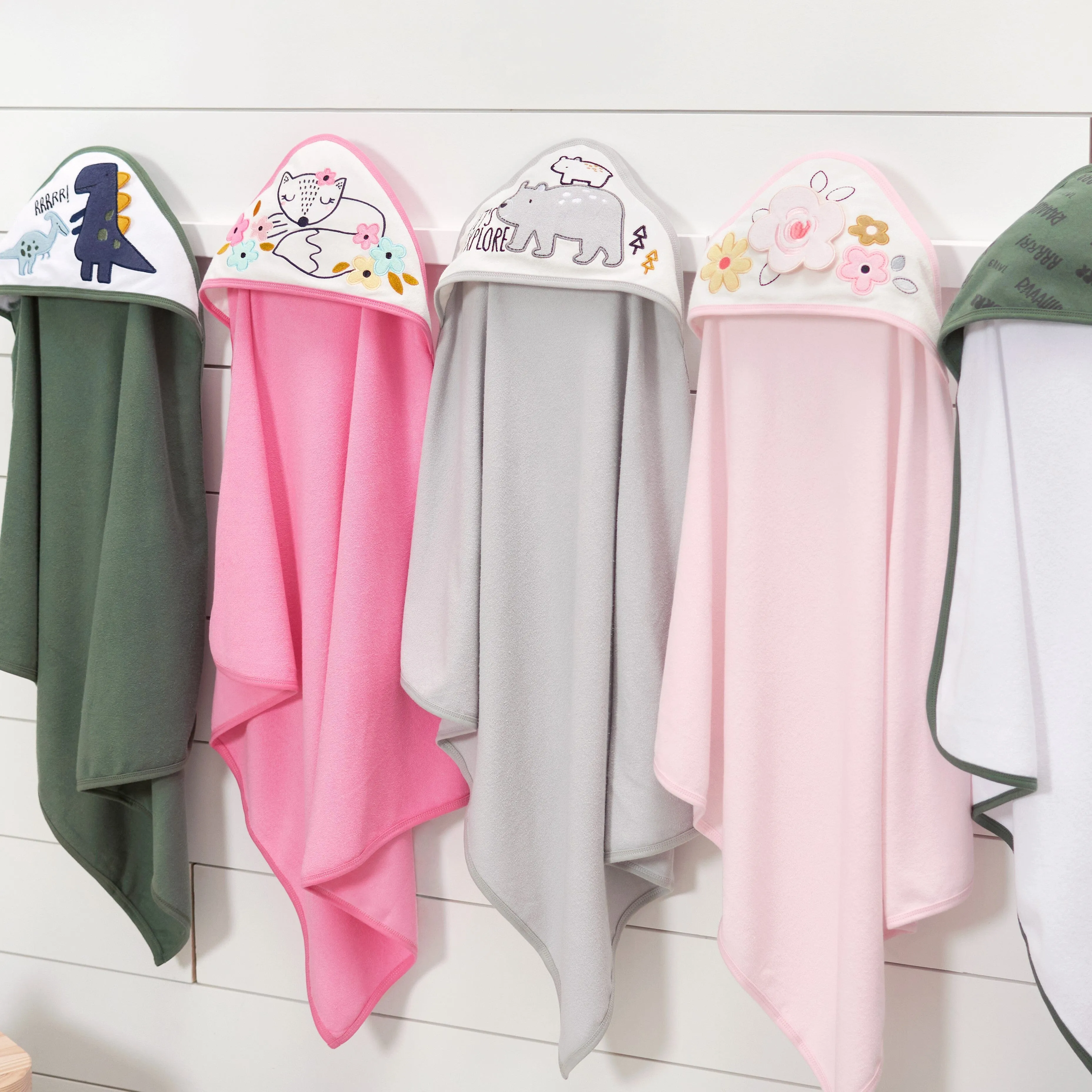 2-Pack Baby Boys Dino Hooded Towels