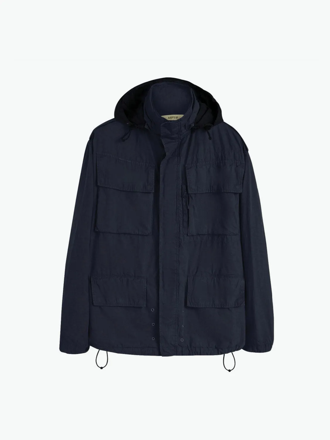 Navy Blue Cotton Gabardine Mini Field Jacket by Aspesi