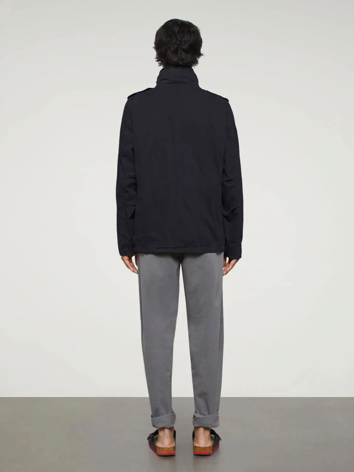 Navy Blue Cotton Gabardine Mini Field Jacket by Aspesi