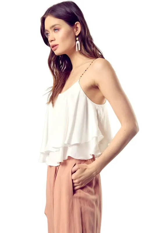 Beaded Shoulder Strap Cami Top