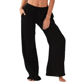 Black Cotton Cabana Pants