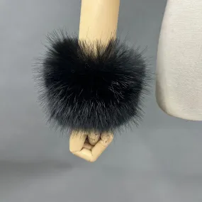 Black Snap Band Faux Fur Cuffs