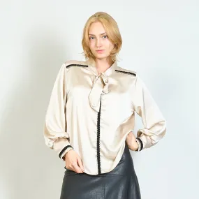 Blouse with lurex decorations and ribbon wholesale