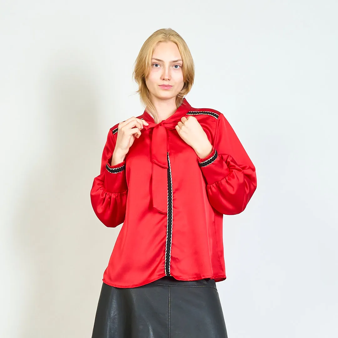 Blouse with lurex decorations and ribbon wholesale