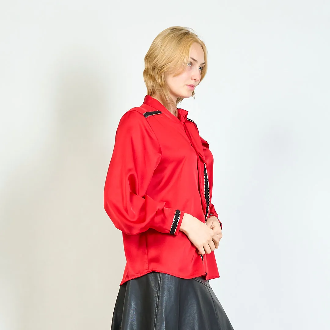 Blouse with lurex decorations and ribbon wholesale