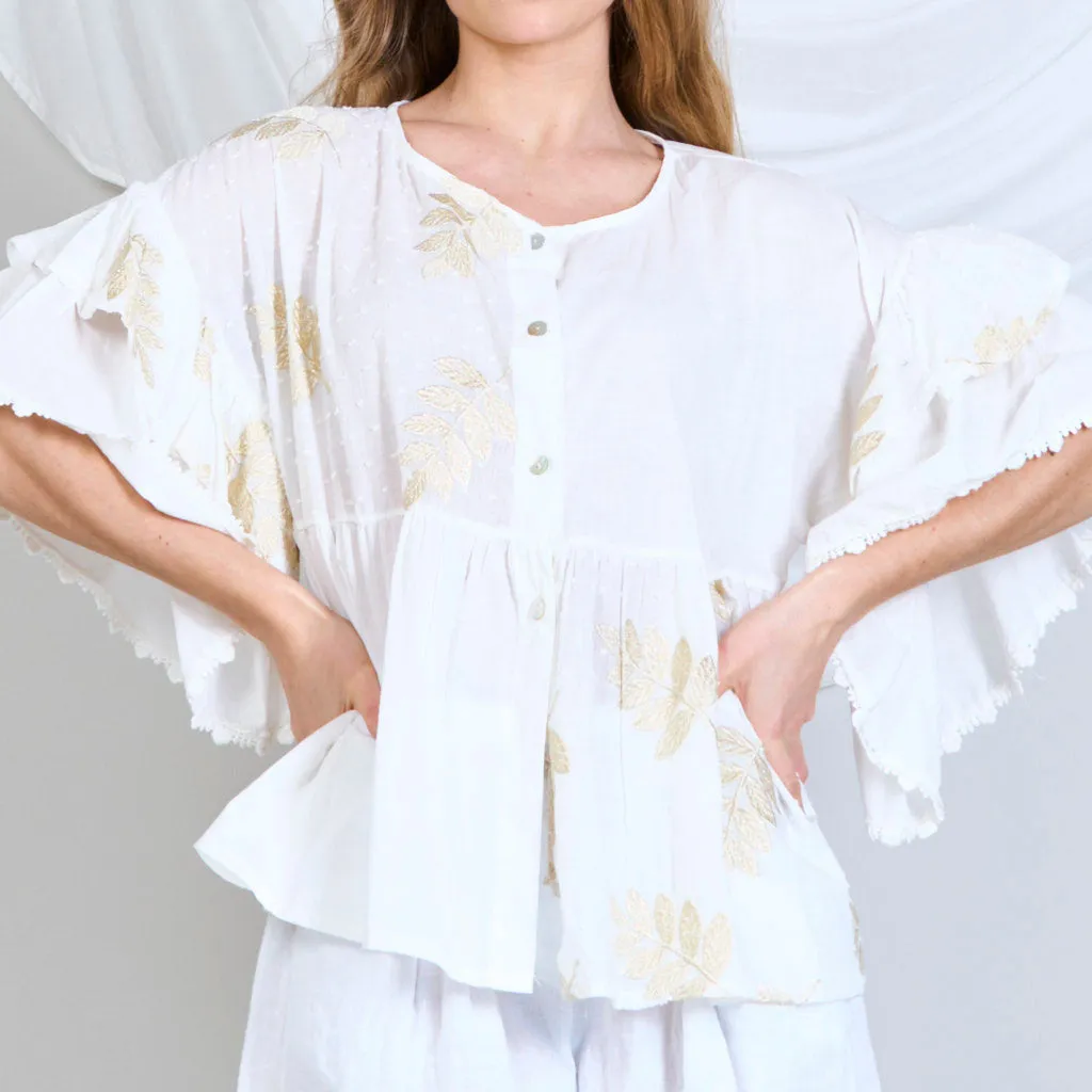 Blouse with sparkly embroidery wholesale