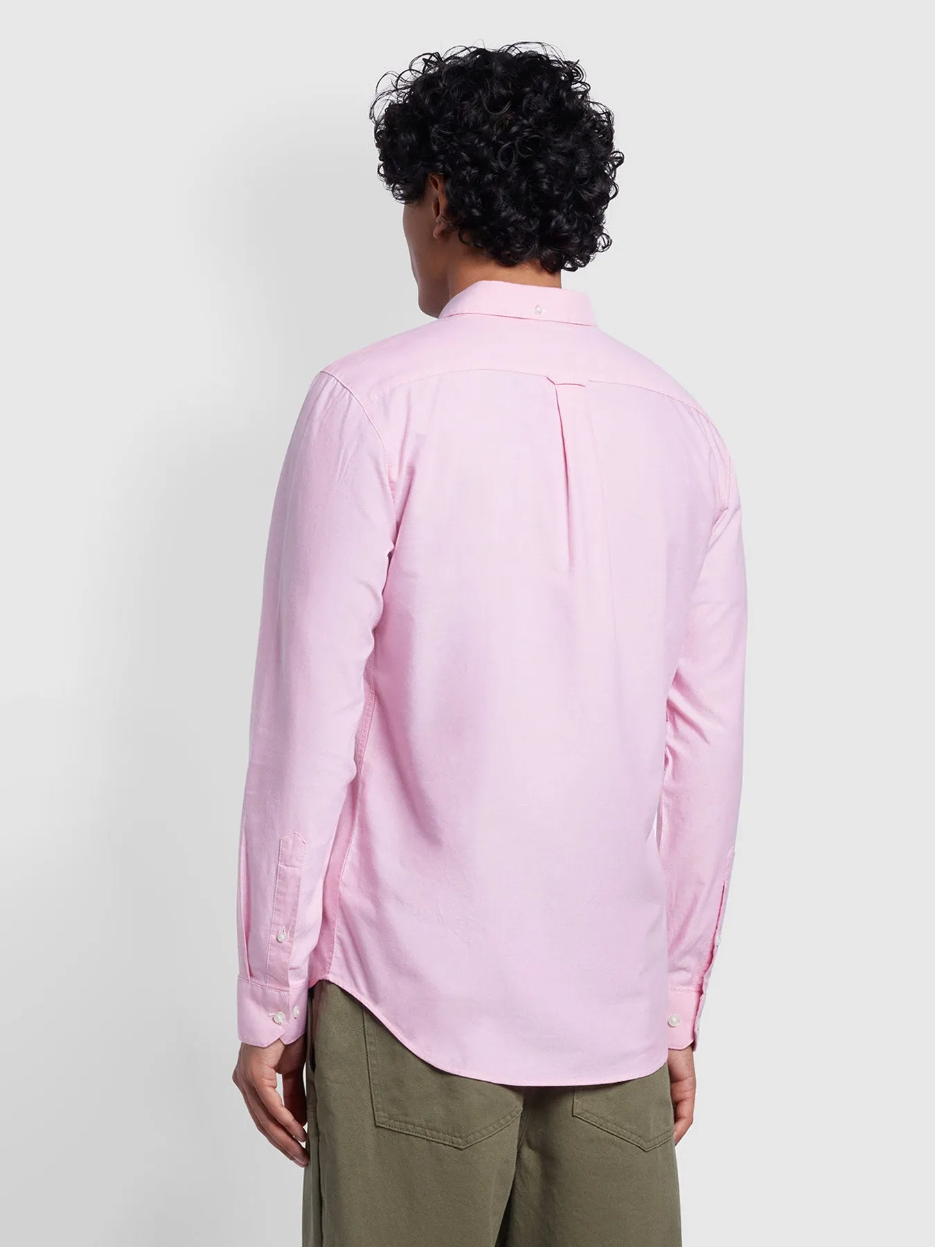 Brewer Slim Fit Organic Cotton Long Sleeve Shirt In Coral Pink