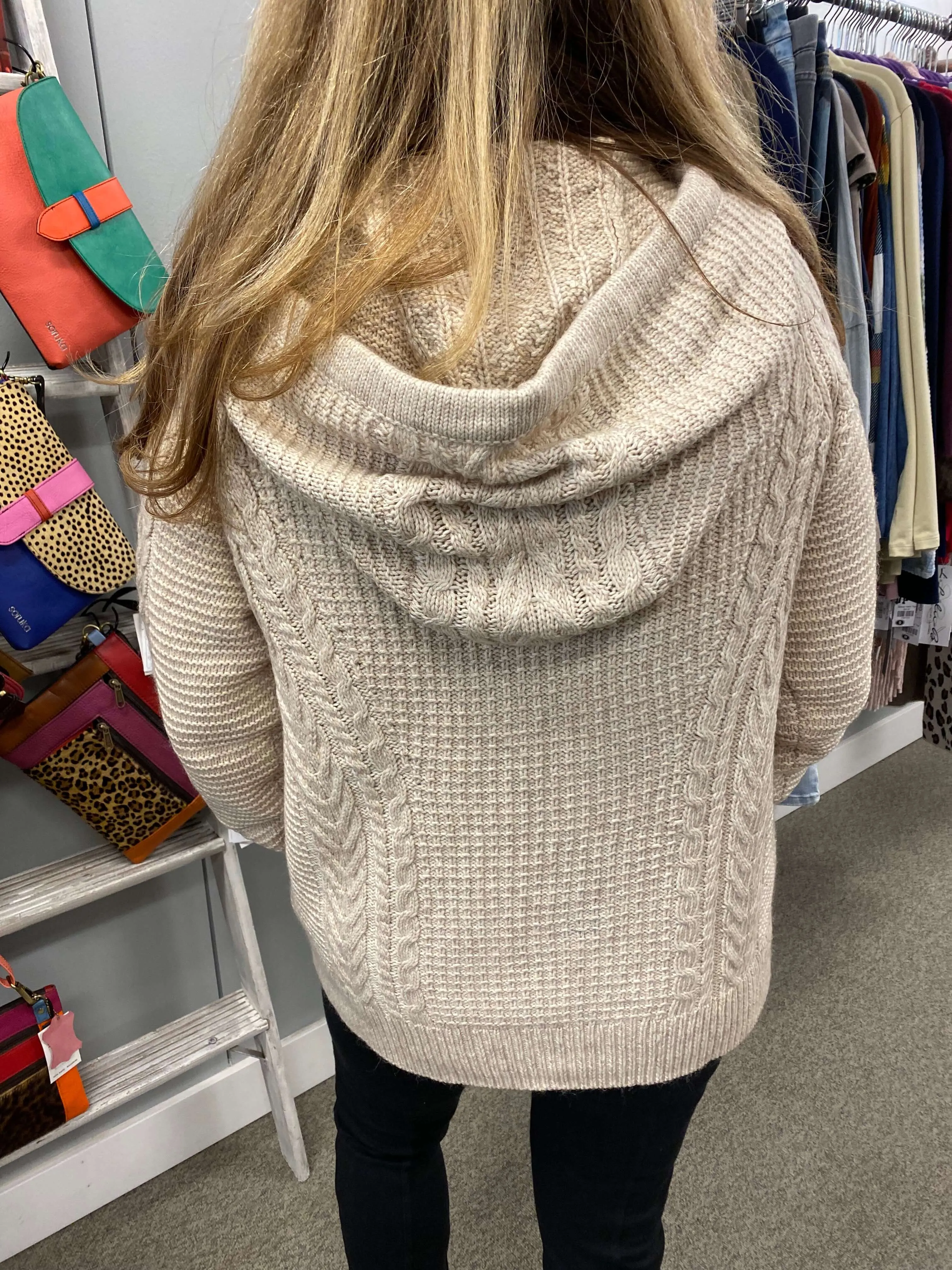 Cable Knit Hooded Sweater