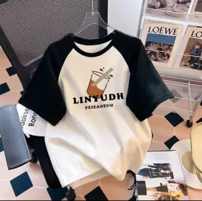 Casual High Street Short Sleeve T-shirts Trendy Couple Top   542073