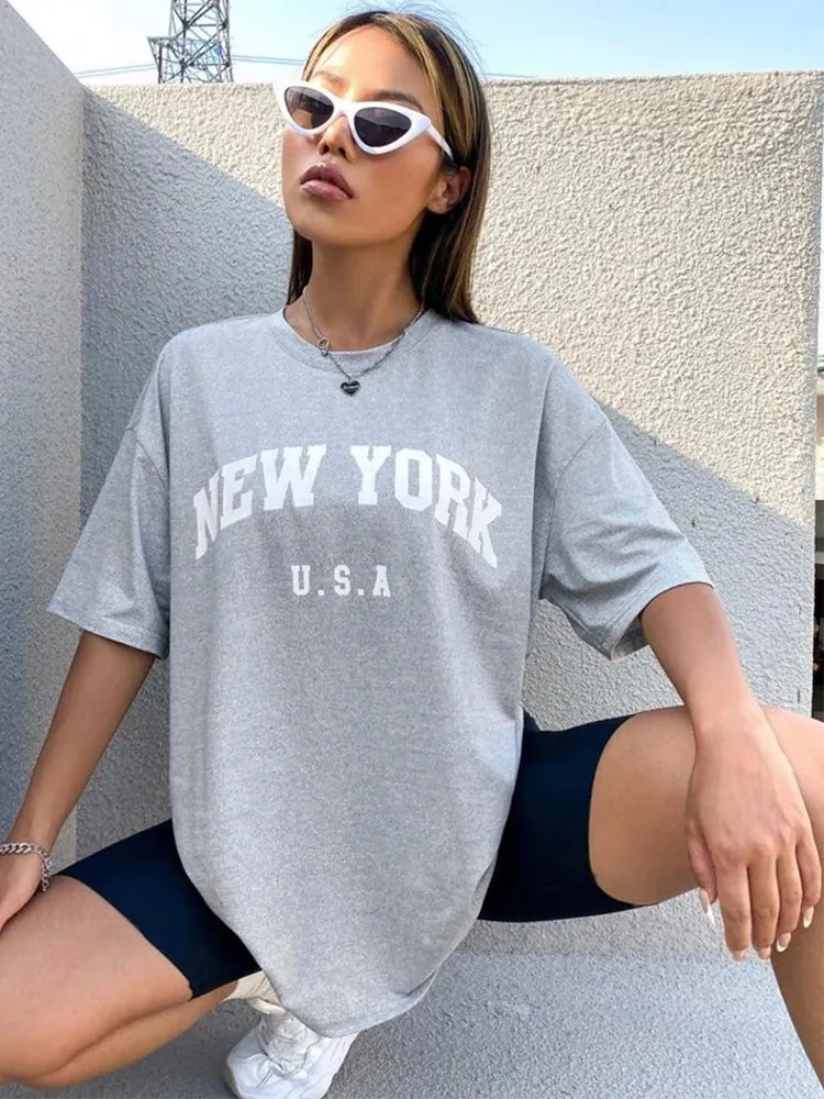 Casual NY Letter Plus Size T-Shirt