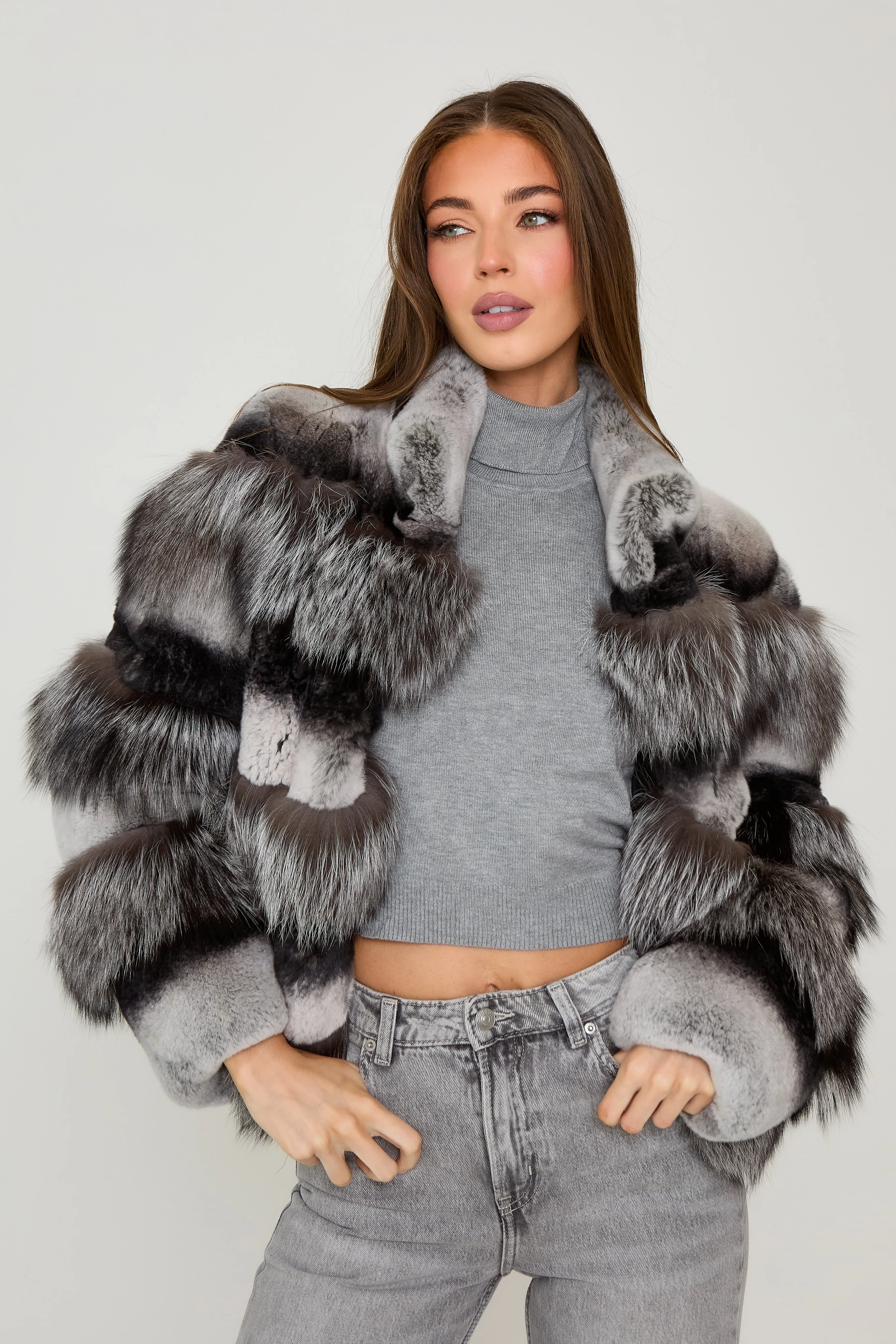 Chiara Silver Fox Fur Coat