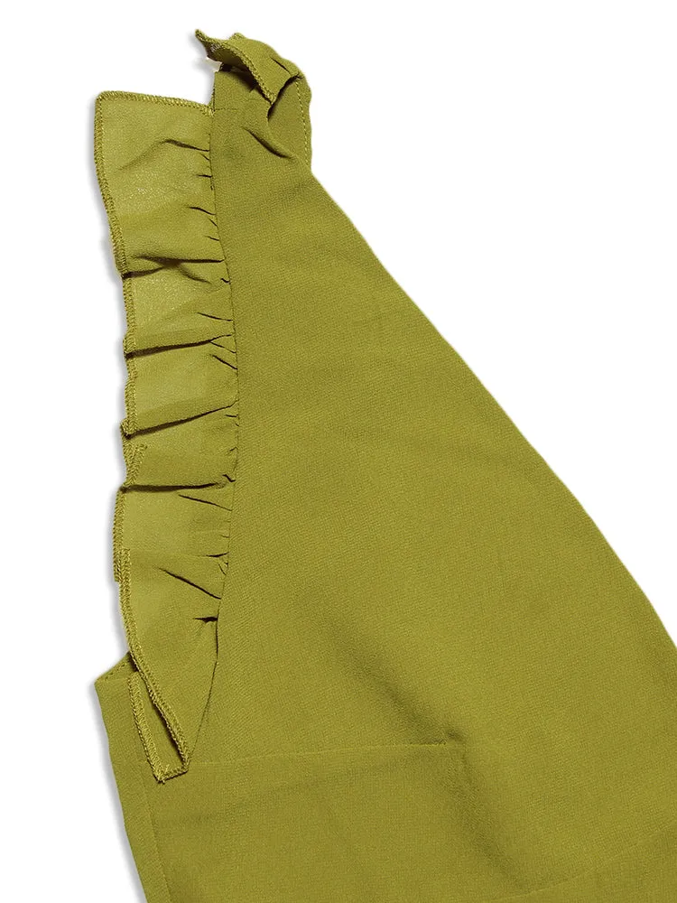 Chiffon Green Sleeveless Long Dress