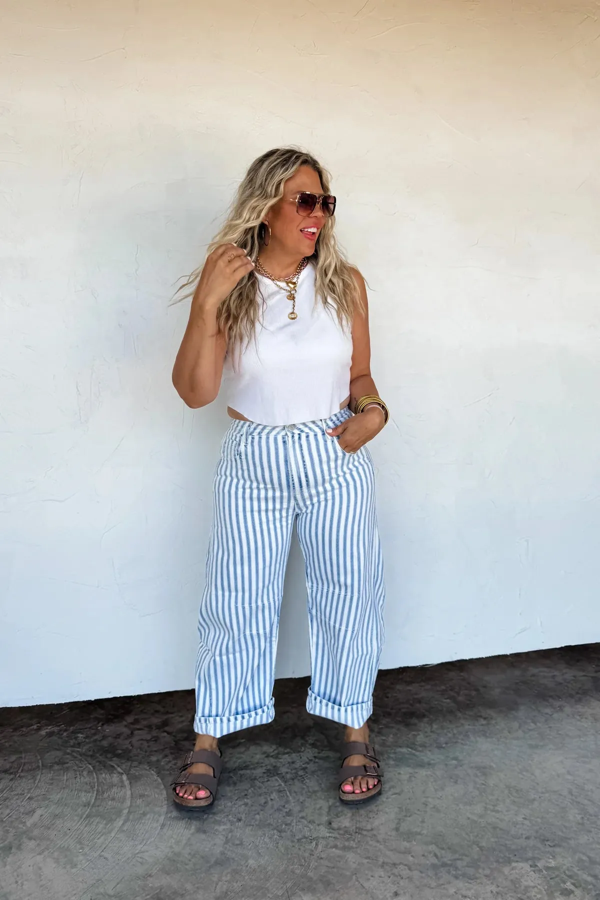 CLOSED PREORDER: Beachy Stripe Barrel Jean