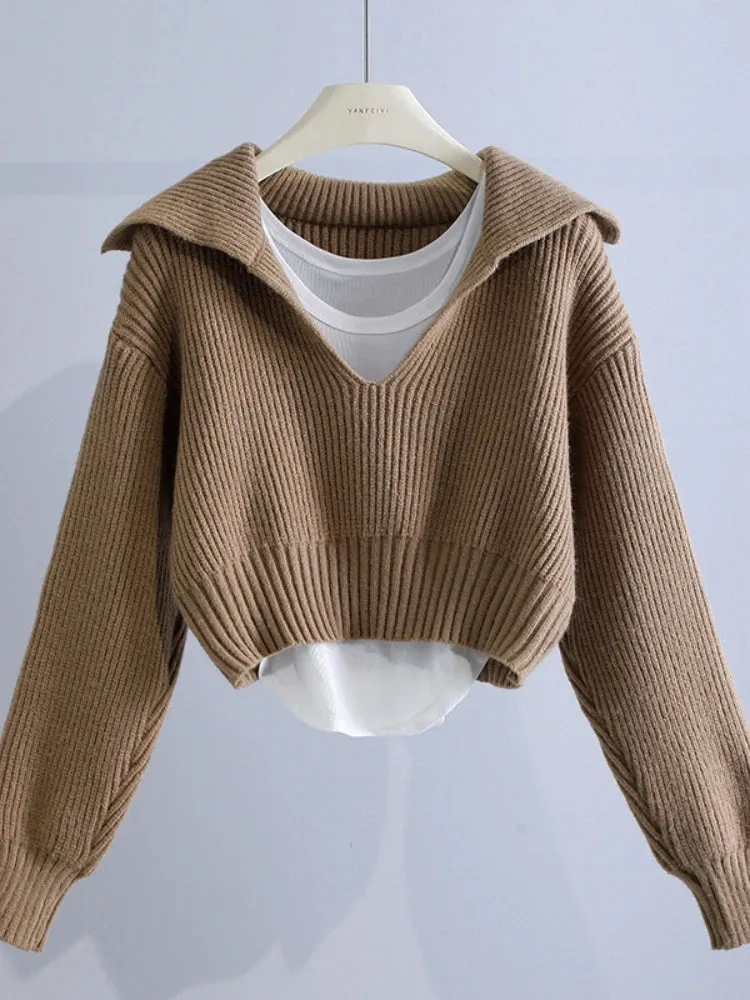 Deep V Elegance Two-Piece Sweater