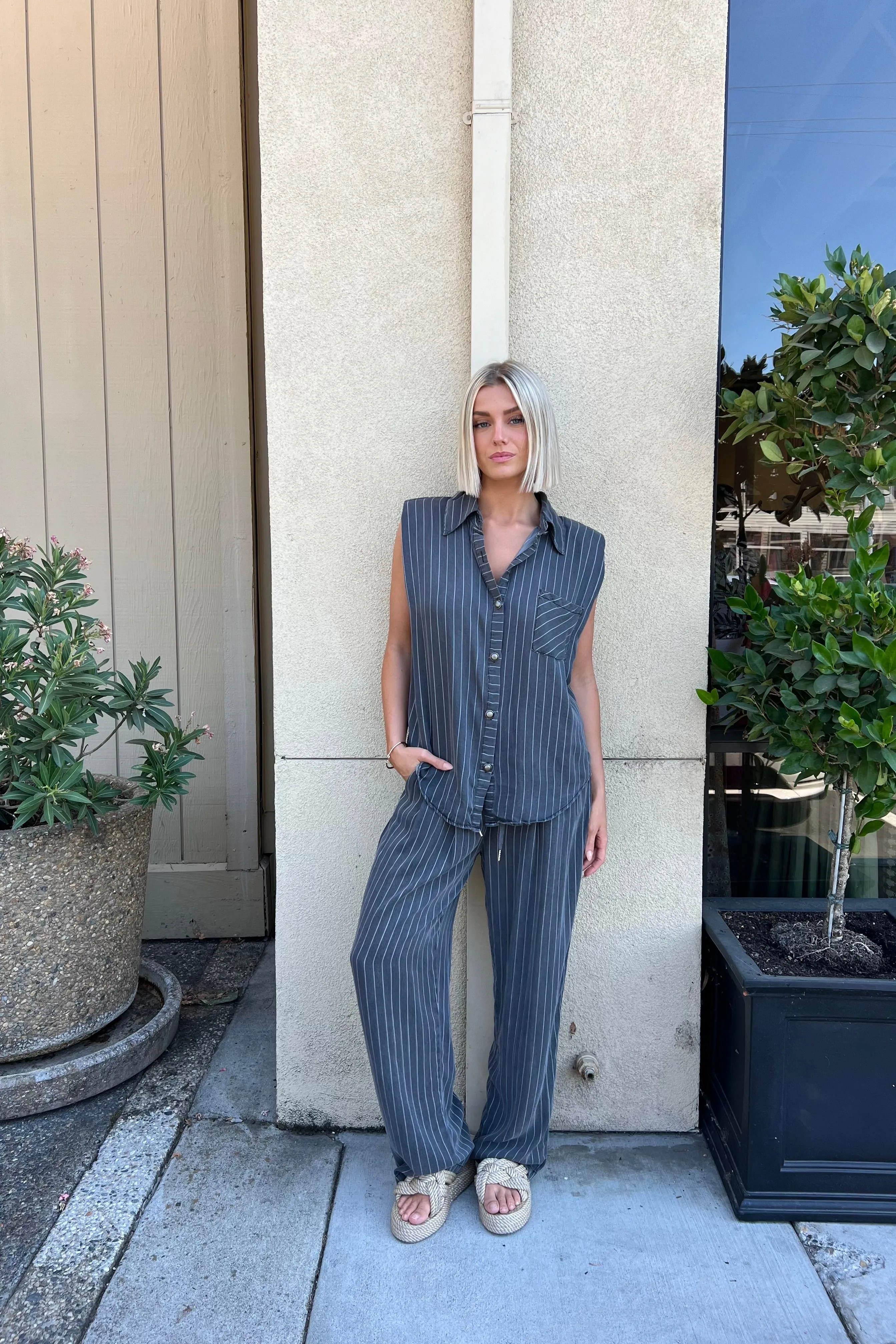 DEMI GREY WIDE LEG DENIM PANTS