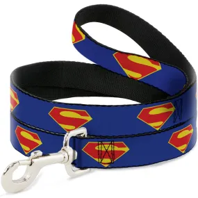 Dog Leash - DC League of Super-Pets Superman Shield Logo Blue/Red/Yellow by Buckle-Down