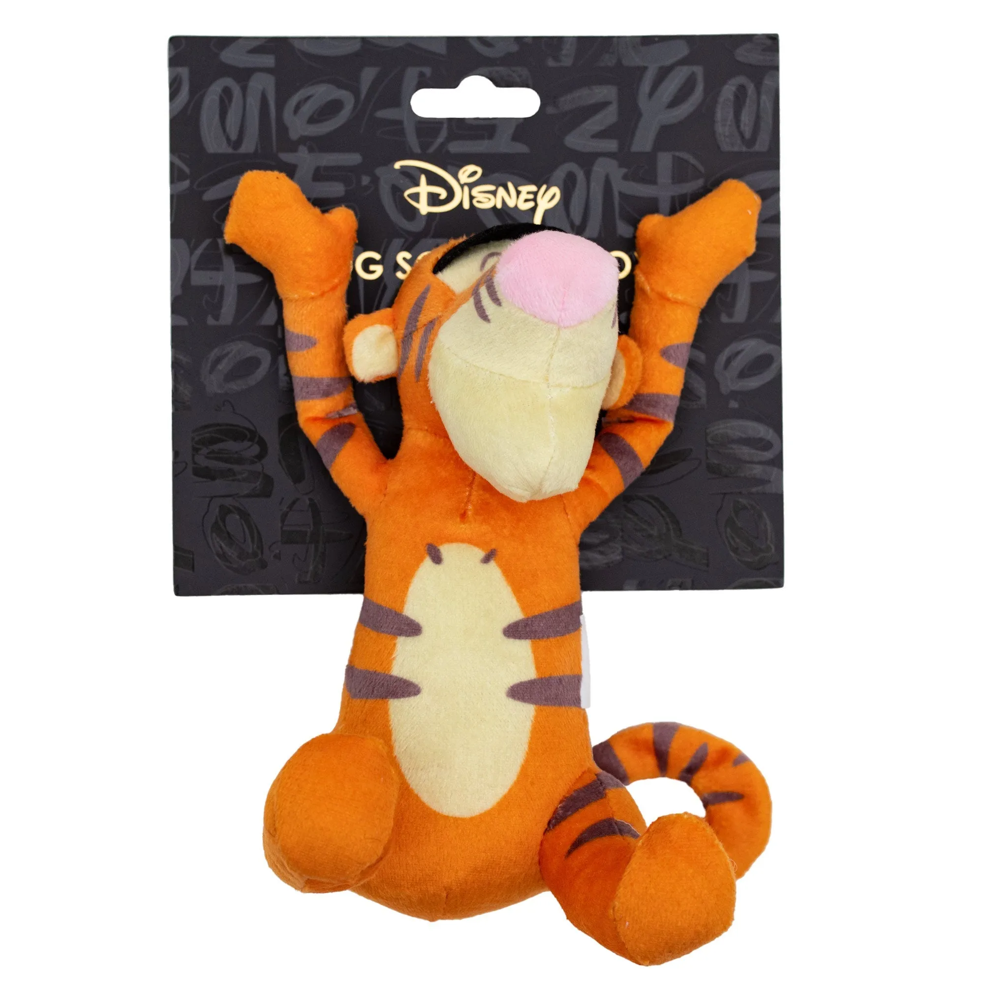 Dog Toy Squeaker Plush - Winnie the Pooh Tiggers Arms Up Sitting Pose by Buckle-Down