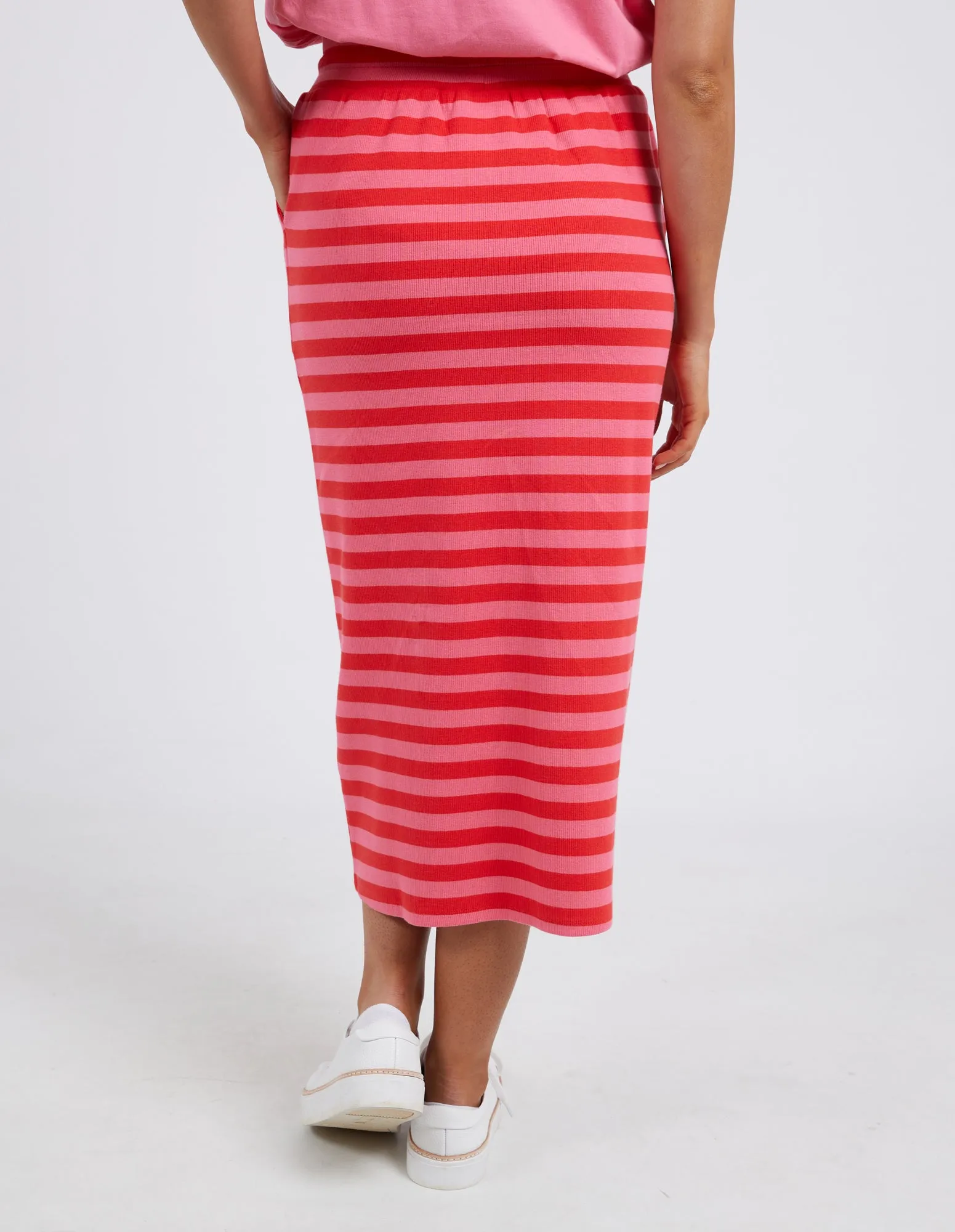 Elm - Sunset Stripe Skirt - Cherry & Peach Stripe