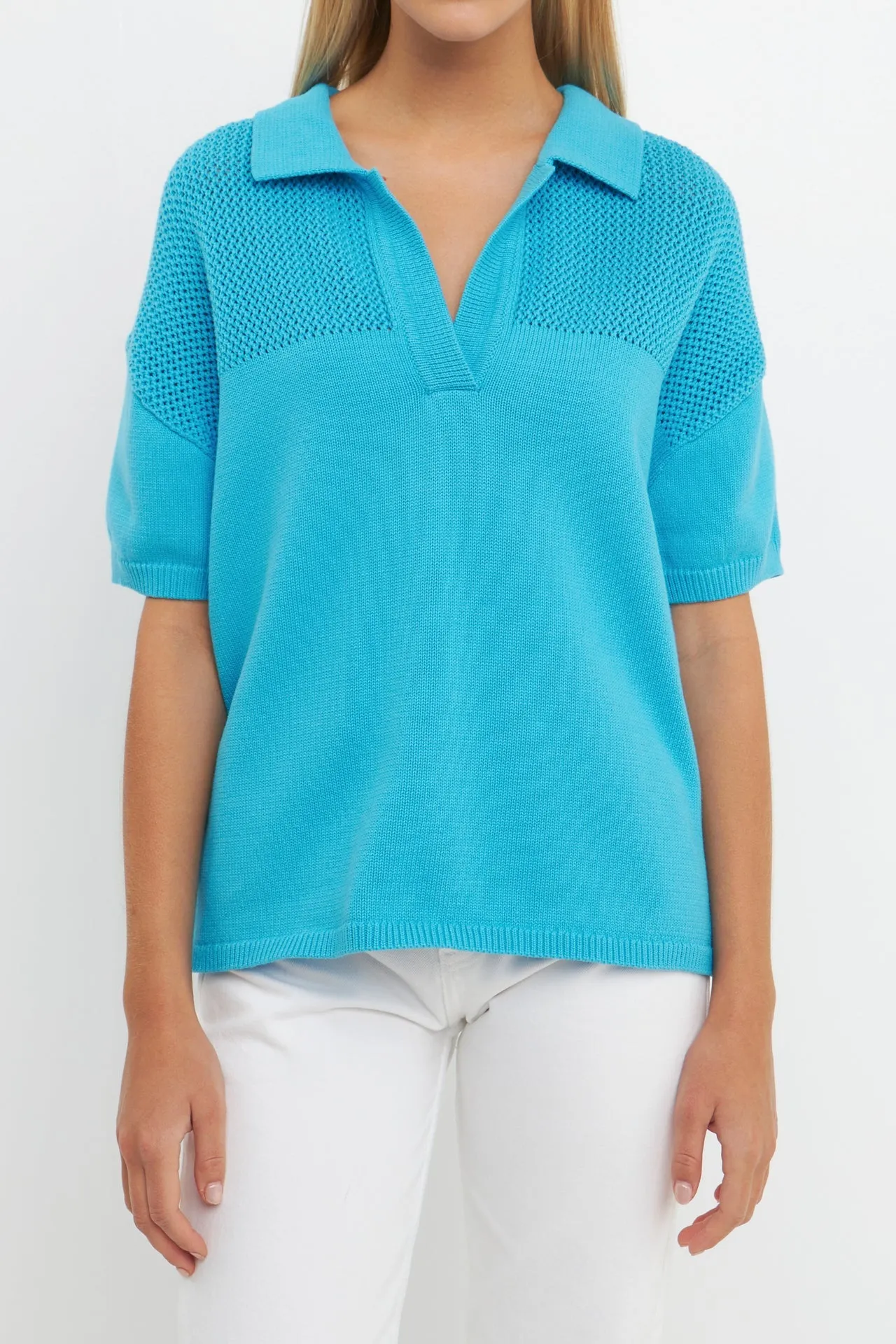 English Factory - Knit Sweatshirt with Short Sleeve
