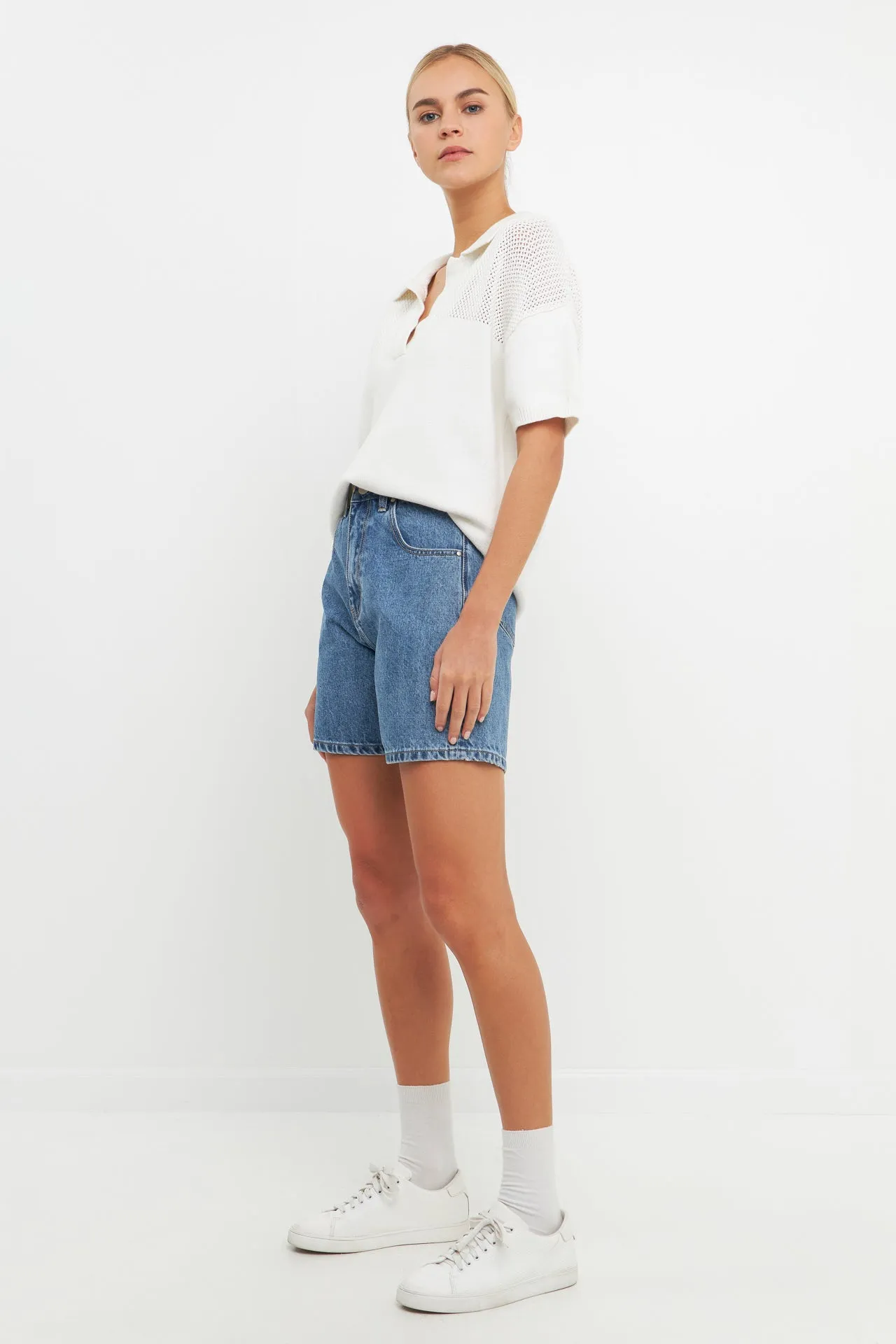 English Factory - Knit Sweatshirt with Short Sleeve