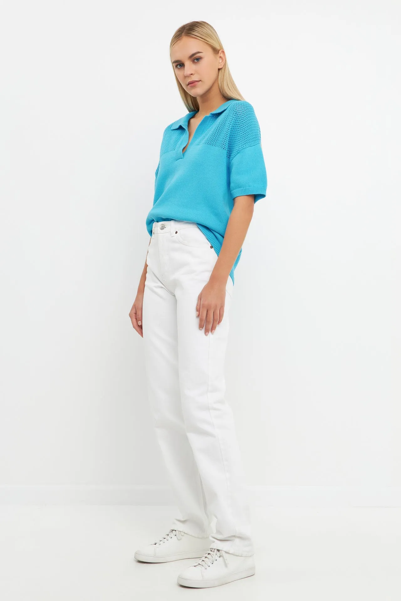 English Factory - Knit Sweatshirt with Short Sleeve