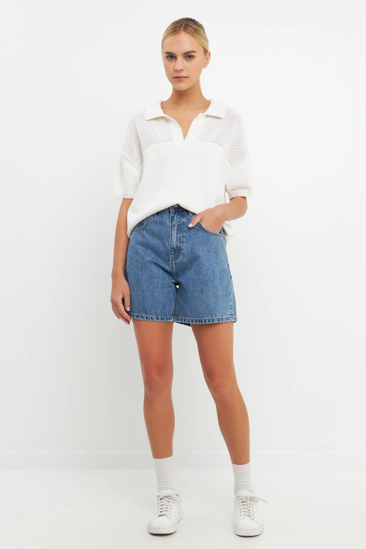 English Factory - Knit Sweatshirt with Short Sleeve
