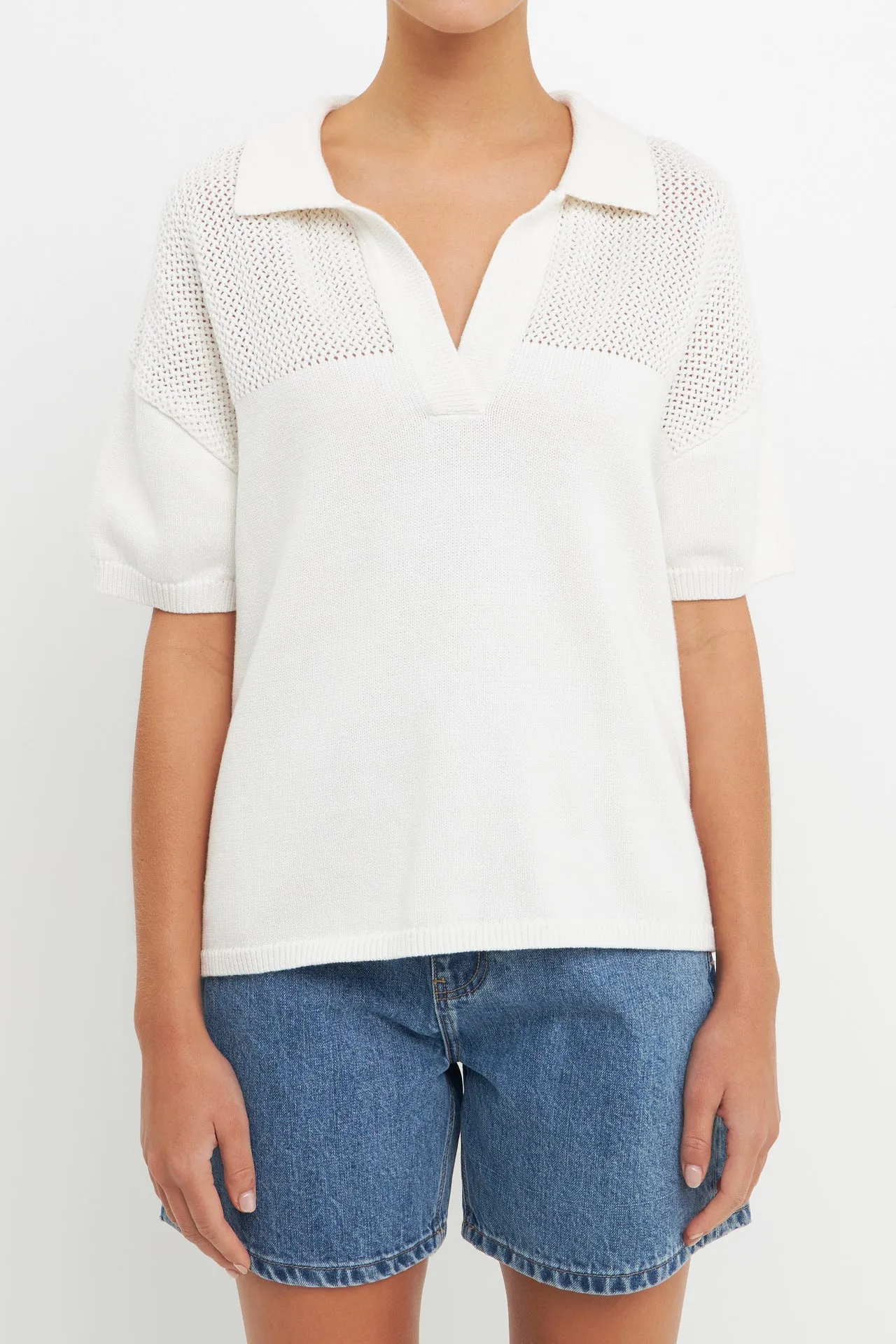 English Factory - Knit Sweatshirt with Short Sleeve