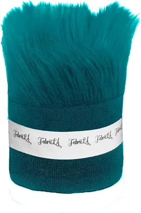 FabricLA Mohair Shaggy Faux Fur Fabric - Pre Cut Strips | Trim Ribbon | DIY Craft, Hobby, Costume, Decoration - Dk Turquoise