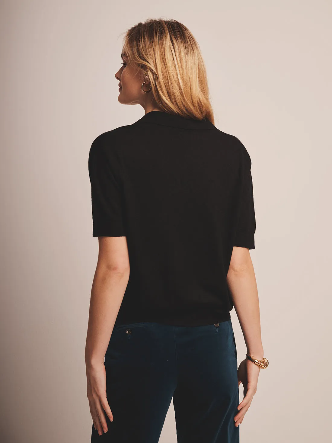 Fancy Cashmere Short Sleeve Polo