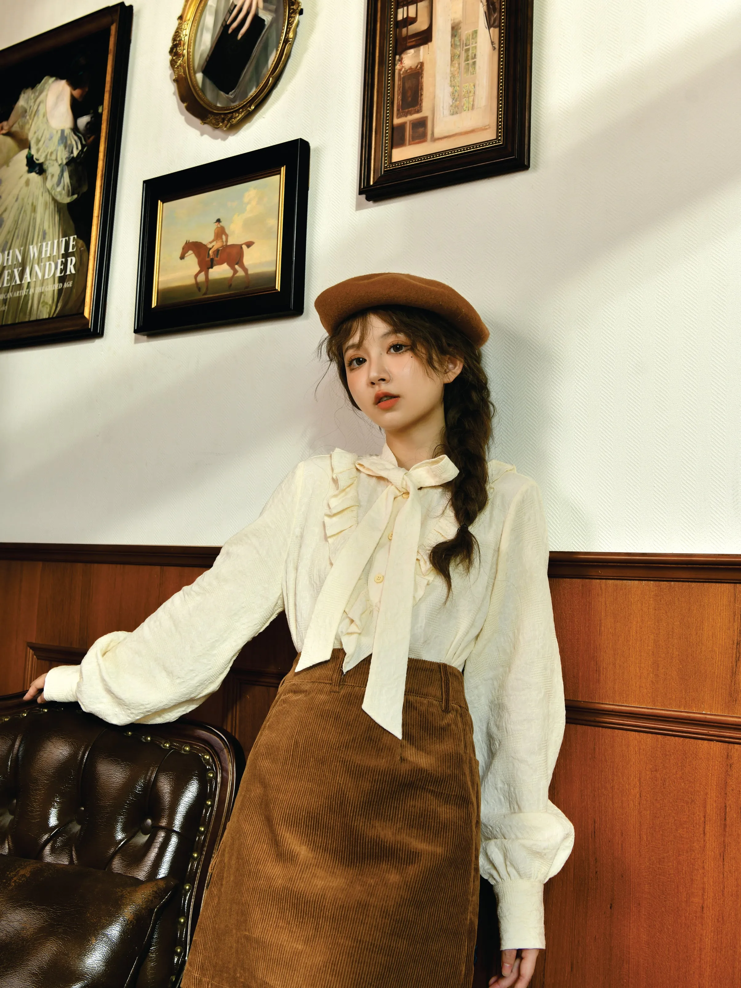Forest Tale French Style Bow Doll Collar Blouse
