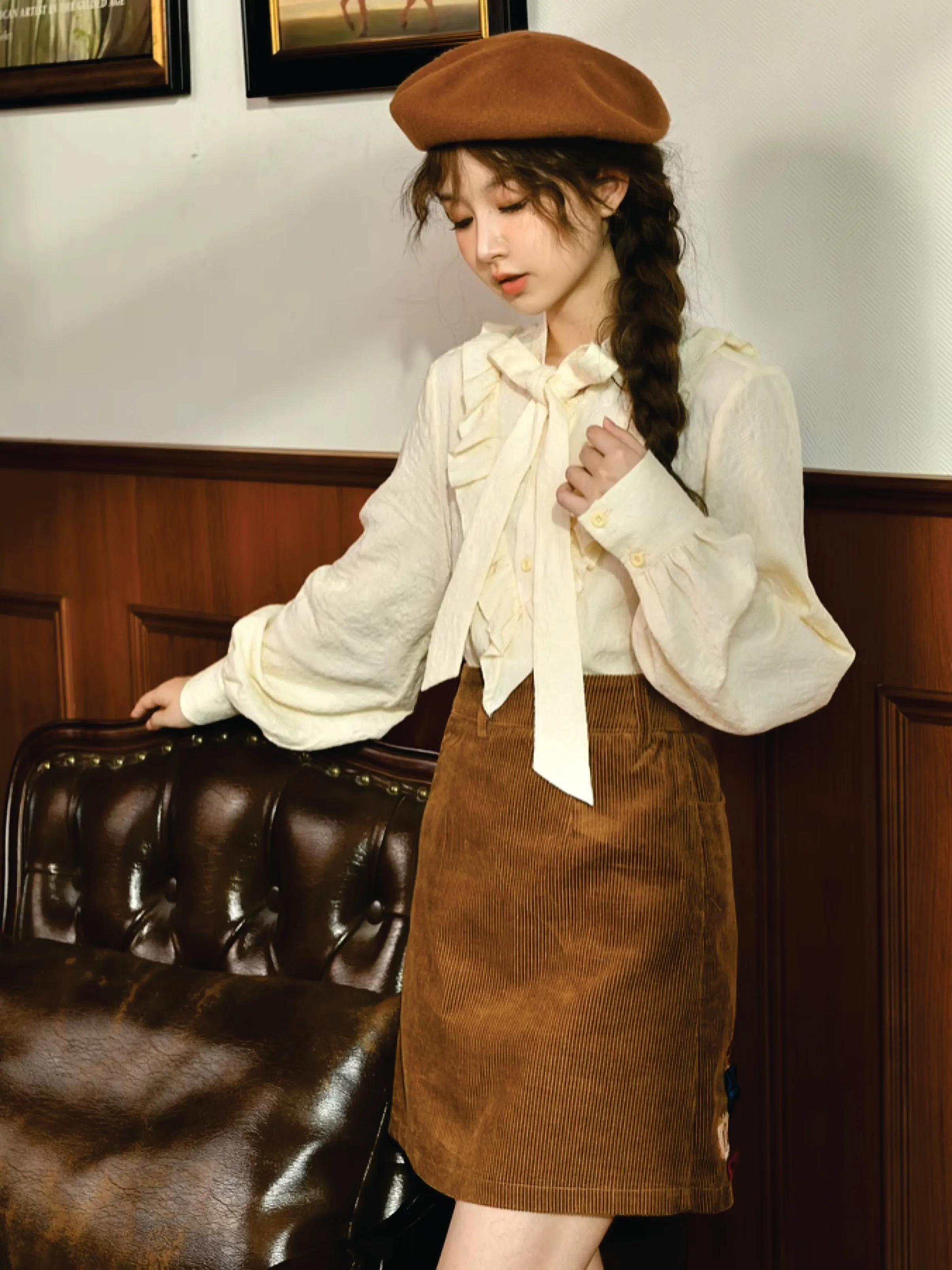 Forest Tale French Style Bow Doll Collar Blouse