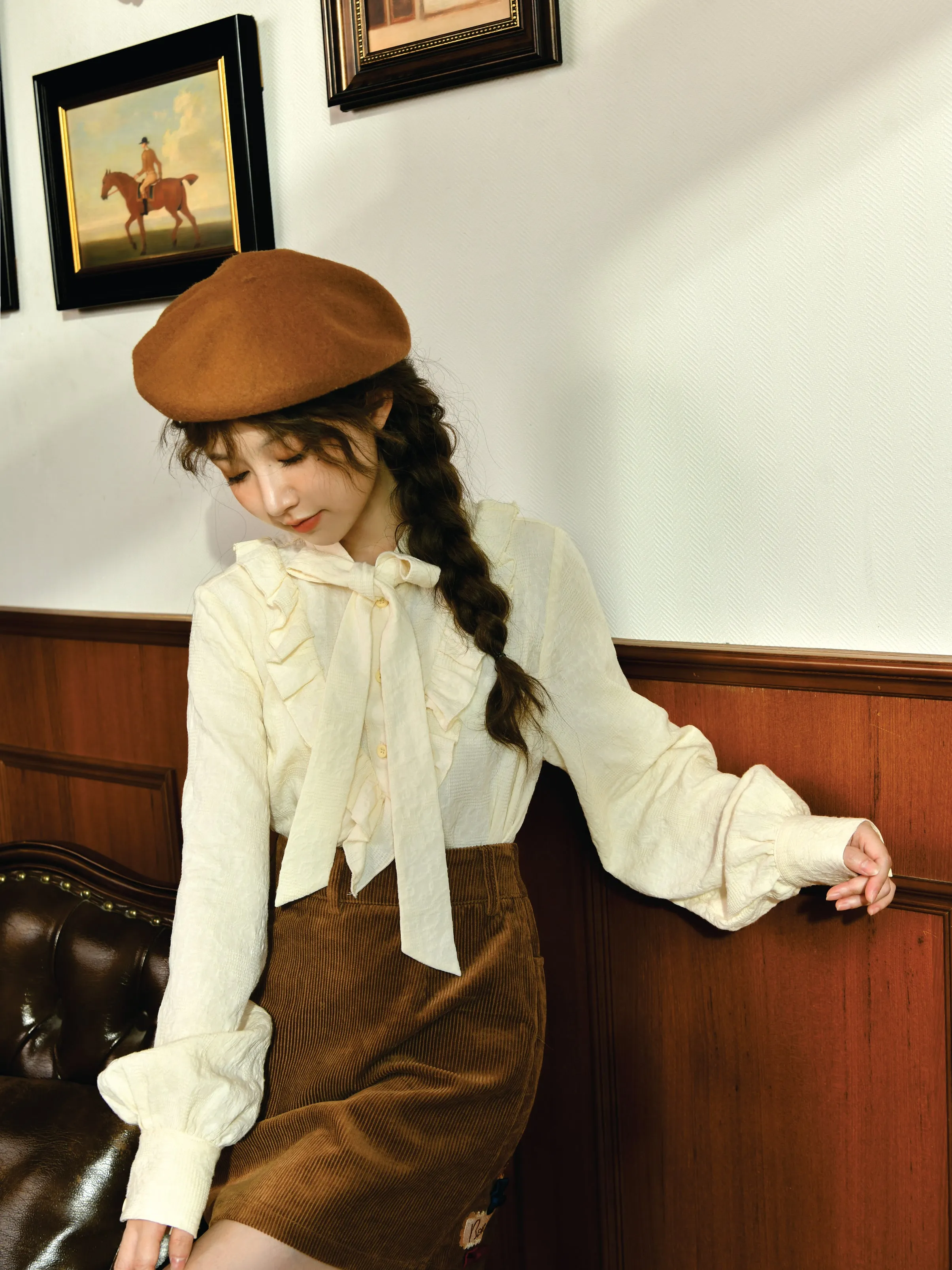 Forest Tale French Style Bow Doll Collar Blouse