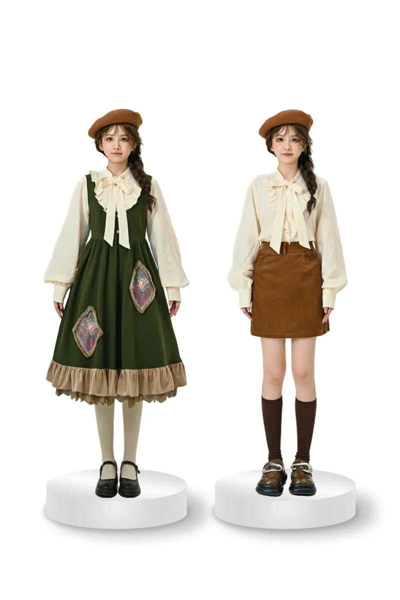 Forest Tale French Style Bow Doll Collar Blouse