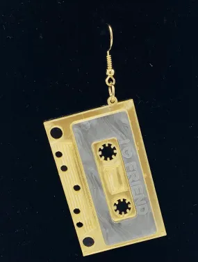 Gold Cassette Tape Dangle Earrings