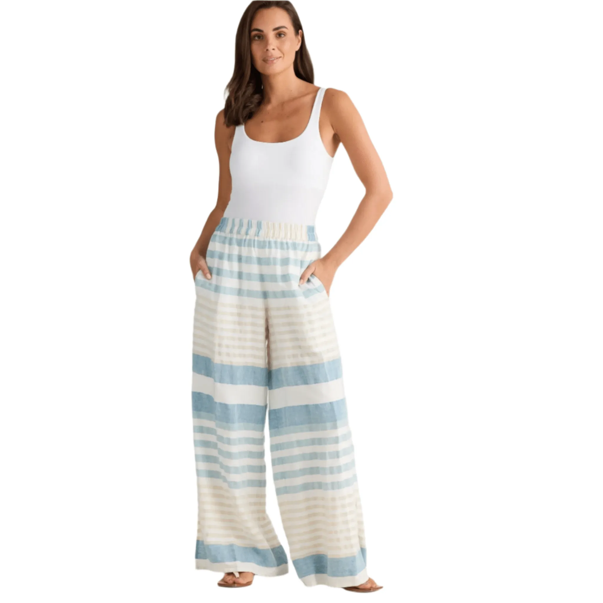 Holiday Fly Away Pant Ocean Stripe