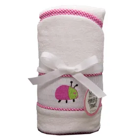 Hot Pink Ladybug Smocked Hooded Towel
