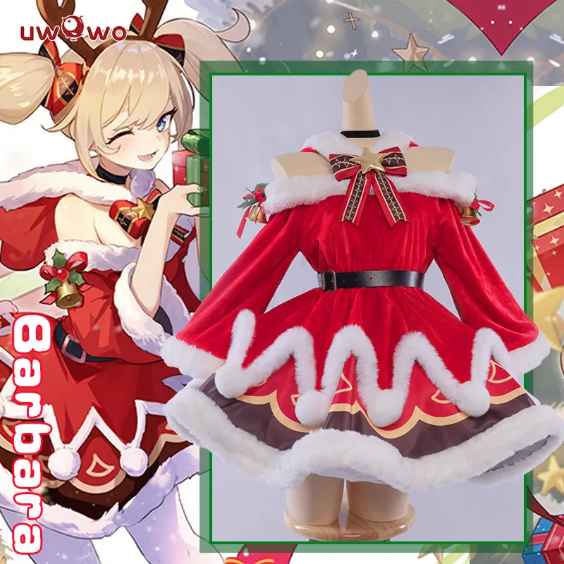 【In Stock】Uwowo Game Genshin Impact Christmas Holiday Barbara Cosplay Costume