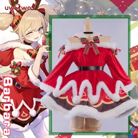 【In Stock】Uwowo Game Genshin Impact Christmas Holiday Barbara Cosplay Costume