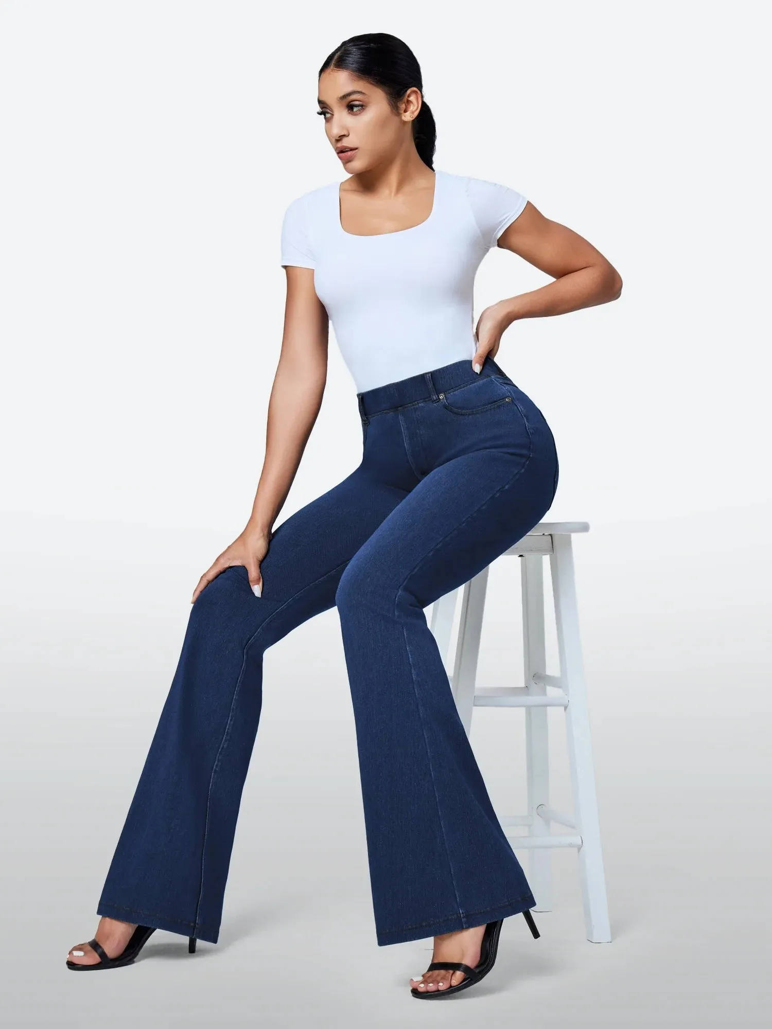 IUGA FlexDenim™ High Waisted Stretchy Pull On Flare Jeans