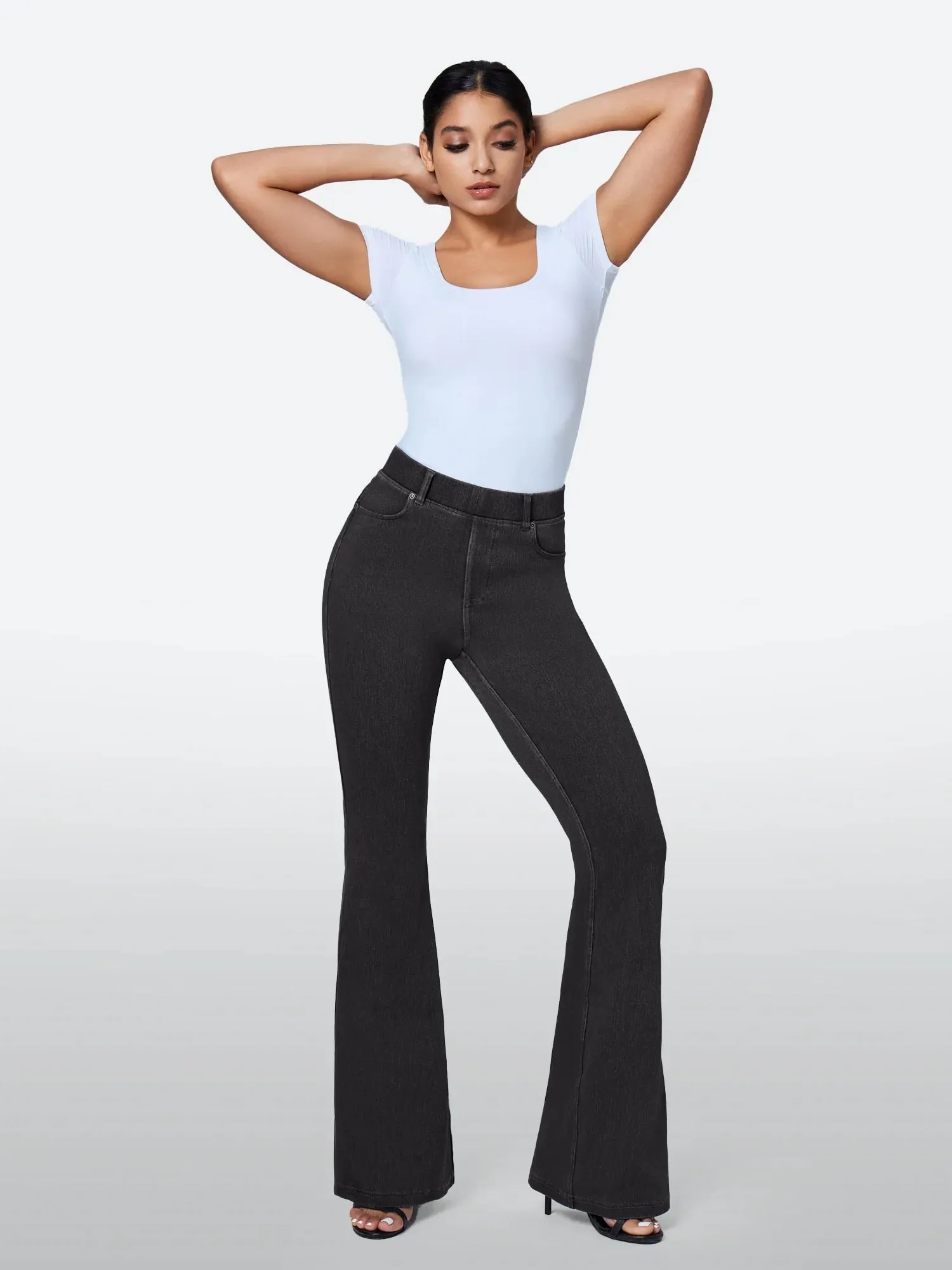 IUGA FlexDenim™ High Waisted Stretchy Pull On Flare Jeans