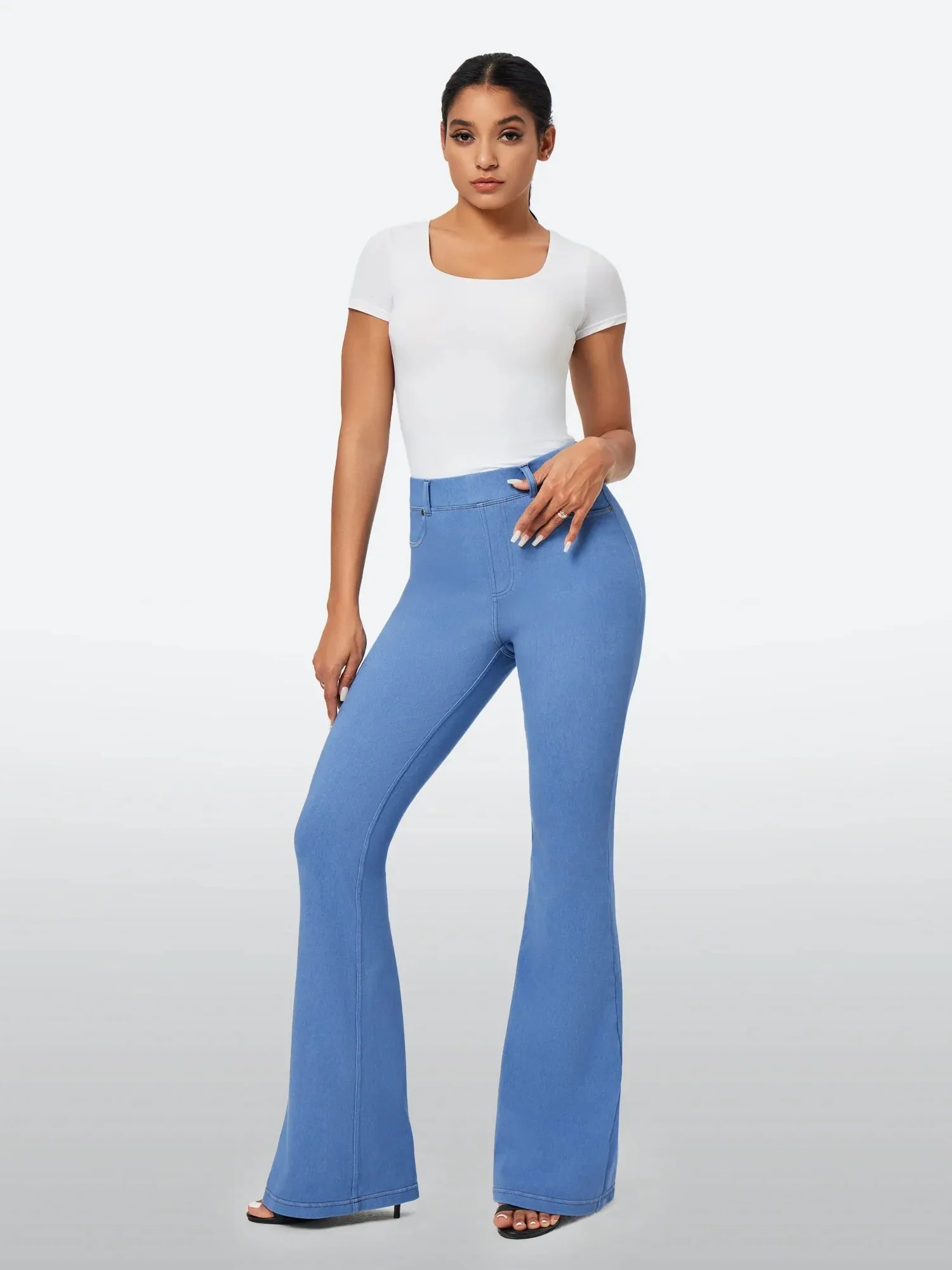 IUGA FlexDenim™ High Waisted Stretchy Pull On Flare Jeans