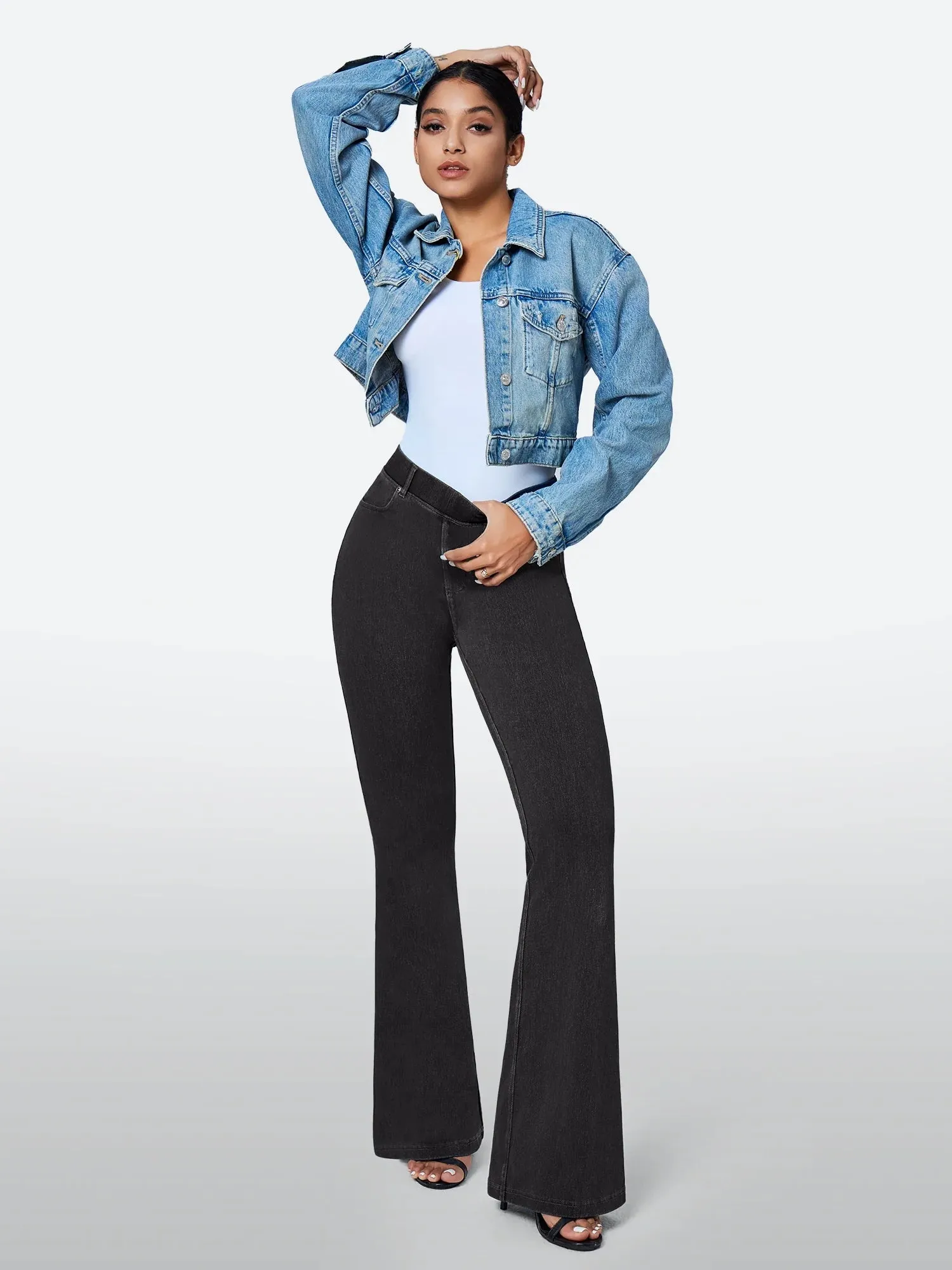 IUGA FlexDenim™ High Waisted Stretchy Pull On Flare Jeans
