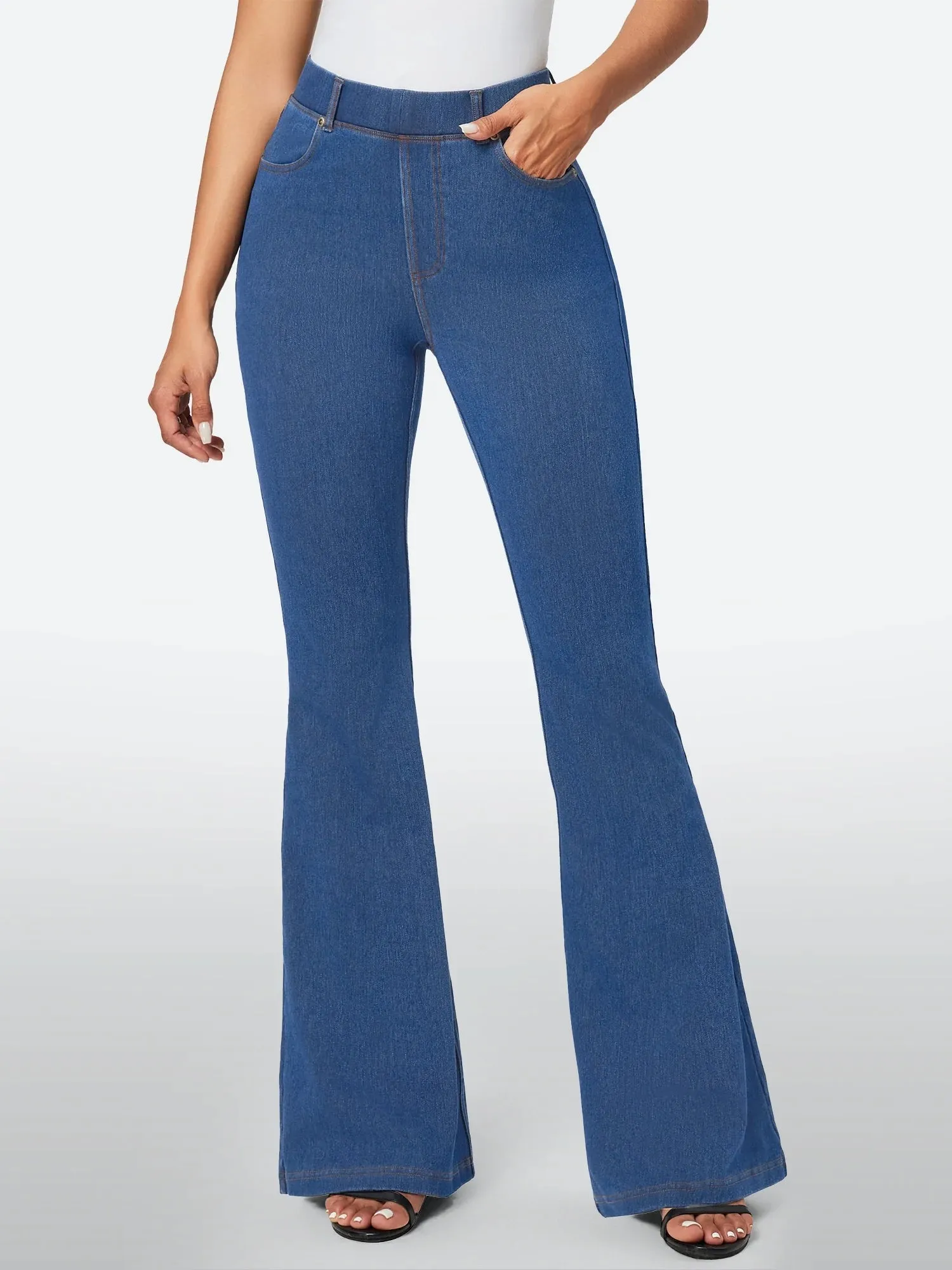 IUGA FlexDenim™ High Waisted Stretchy Pull On Flare Jeans