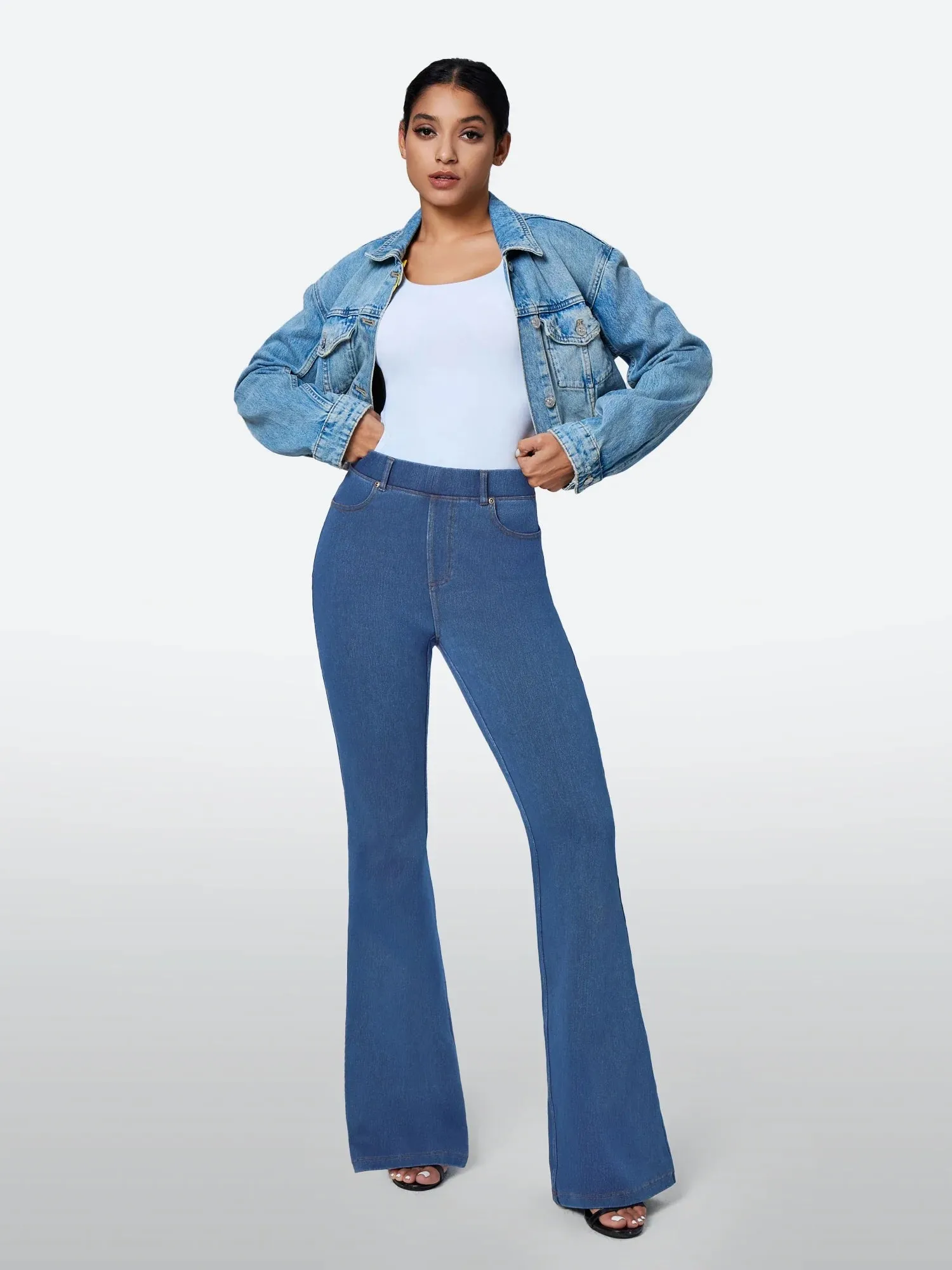 IUGA FlexDenim™ High Waisted Stretchy Pull On Flare Jeans