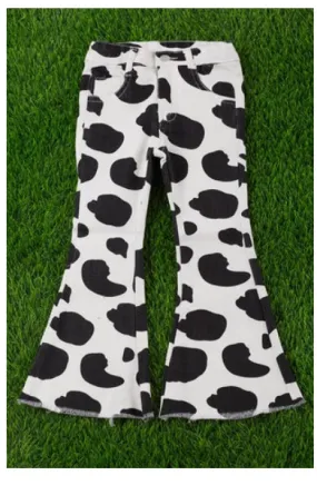 Jean Cow Print Flares