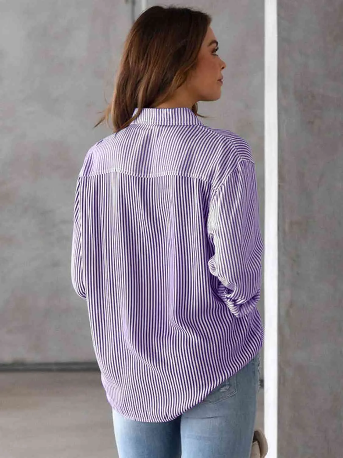 Just BE. Striped Collared Neck Shirt