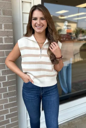 KAILA Striped Half Zip Sweater