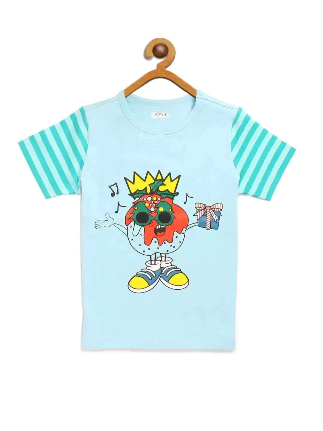 Kids Blue Half Sleeves Cotton T-shirt