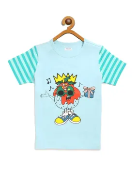 Kids Blue Half Sleeves Cotton T-shirt